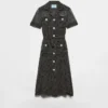 Vestido camisero de gasa de seda con lunares Vestido camisero de gasa de seda con lunares