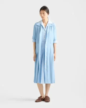 Vestido camisero de ponga y popelín