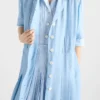 Vestido camisero de ponga y popelín Vestido camisero de ponga y popelín