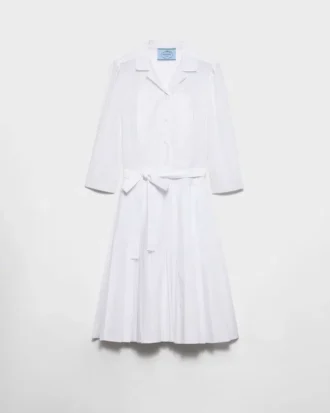 Vestido camisero de popelín plisado
