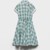 Vestido de algodón a cuadros bordado