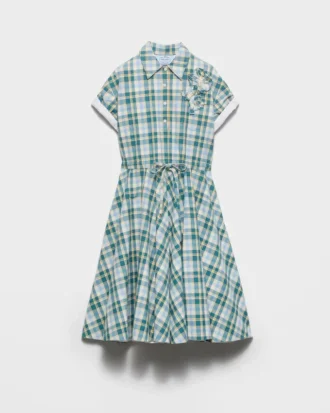Vestido de algodón a cuadros bordado