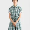 Vestido de algodón a cuadros bordado