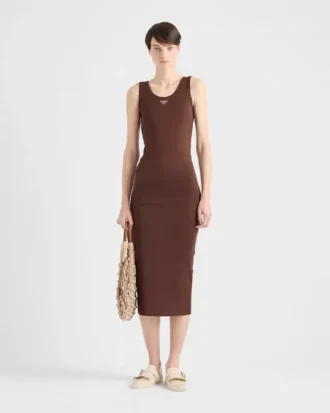 Vestido de algodón de punto acanalado