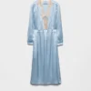 Vestido de crepé satinado y encaje de manga larga Vestido de crepé satinado y encaje de manga larga