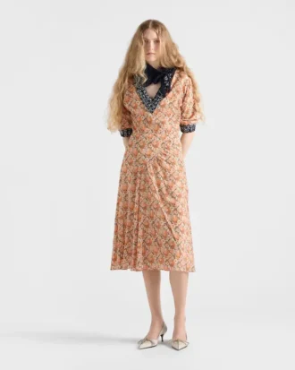 Vestido de georgette estampado