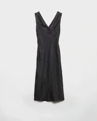 Vestido de seda habutai bordado con efecto vintage