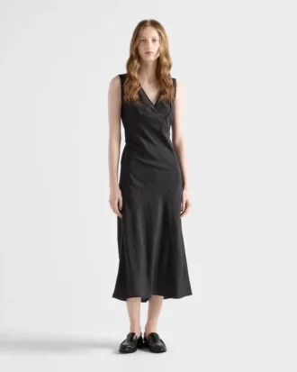 Vestido de seda habutai bordado con efecto vintage