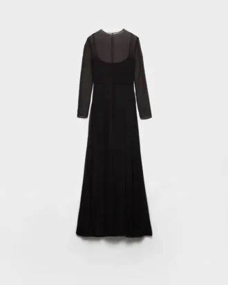 Vestido largo de gasa de seda