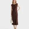 Vestido midi de crepé satinado Vestido midi de crepé satinado