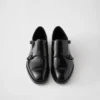 Zapatos de doble hebilla de cuero cepillado