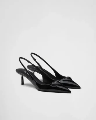 Zapatos de tacón con talón abierto de charol