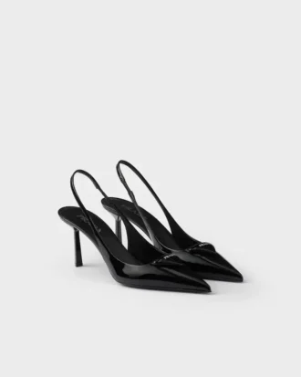 Zapatos de tacón con talón abierto de charol