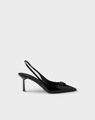 Zapatos de tacón con talón abierto de charol