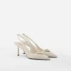 Zapatos de tacón con talón abierto de charol Saffiano Zapatos de tacón con talón abierto de charol Saffiano