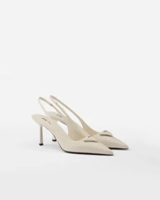 Zapatos de tacón con talón abierto de charol Saffiano