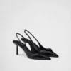 Zapatos de tacón con talón abierto de charol Saffiano Zapatos de tacón con talón abierto de charol Saffiano