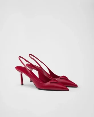 Zapatos de tacón con talón abierto de charol Saffiano