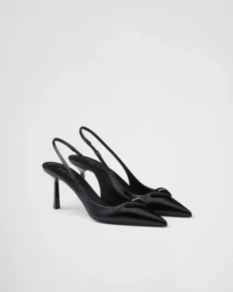 Zapatos de tacón con talón abierto de charol Saffiano