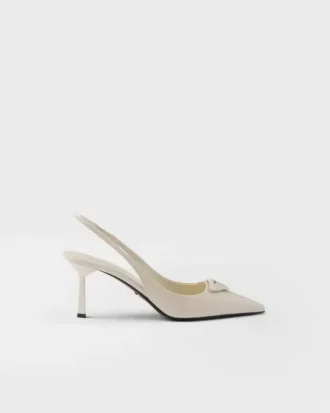 Zapatos de tacón con talón abierto de charol Saffiano