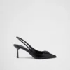 Zapatos de tacón con talón abierto de charol Saffiano Zapatos de tacón con talón abierto de charol Saffiano