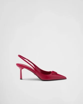 Zapatos de tacón con talón abierto de charol Saffiano