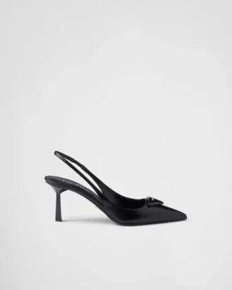 Zapatos de tacón con talón abierto de charol Saffiano