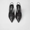 Zapatos de tacón con talón abierto de charol Saffiano Zapatos de tacón con talón abierto de charol Saffiano
