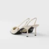Zapatos de tacón con talón abierto de charol Saffiano Zapatos de tacón con talón abierto de charol Saffiano