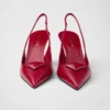Zapatos de tacón con talón abierto de charol Saffiano Zapatos de tacón con talón abierto de charol Saffiano