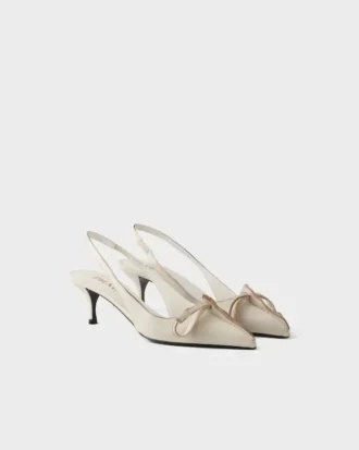 Zapatos de tacón con talón abierto de cuero Zapatos de tacón con talón abierto de cuero