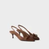 Zapatos de tacón con talón abierto de cuero Zapatos de tacón con talón abierto de cuero