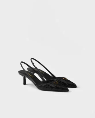 Zapatos de tacón con talón abierto de cuero