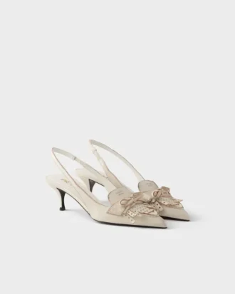 Zapatos de tacón con talón abierto de cuero