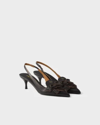 Zapatos de tacón con talón abierto de cuero