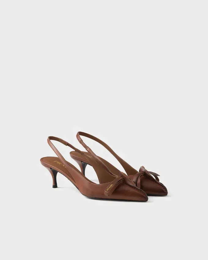 Zapatos de tacón con talón abierto de cuero Zapatos de tacón con talón abierto de cuero