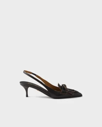 Zapatos de tacón con talón abierto de cuero