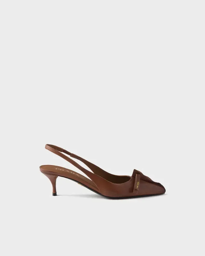 Zapatos de tacón con talón abierto de cuero Zapatos de tacón con talón abierto de cuero