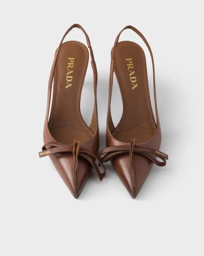 Zapatos de tacón con talón abierto de cuero Zapatos de tacón con talón abierto de cuero