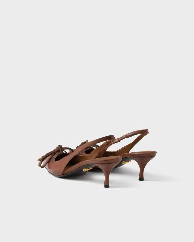 Zapatos de tacón con talón abierto de cuero Zapatos de tacón con talón abierto de cuero
