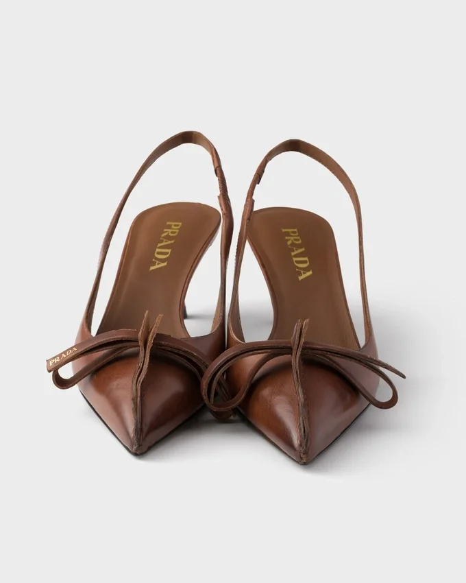 Zapatos de tacón con talón abierto de cuero Zapatos de tacón con talón abierto de cuero