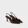 Zapatos de tacón con talón abierto de gamuza Zapatos de tacón con talón abierto de gamuza