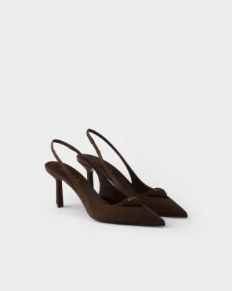 Zapatos de tacón con talón abierto de gamuza