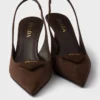 Zapatos de tacón con talón abierto de gamuza Zapatos de tacón con talón abierto de gamuza