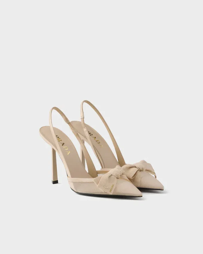 Zapatos de tacón con talón abierto de malla Zapatos de tacón con talón abierto de malla