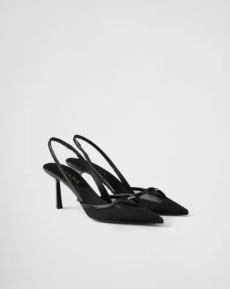 Zapatos de tacón con talón abierto de malla Zapatos de tacón con talón abierto de malla
