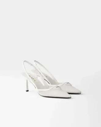 Zapatos de tacón con talón abierto de malla Zapatos de tacón con talón abierto de malla