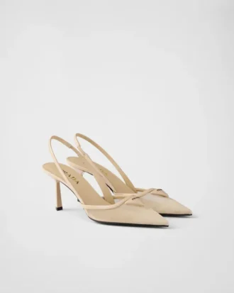 Zapatos de tacón con talón abierto de malla Zapatos de tacón con talón abierto de malla