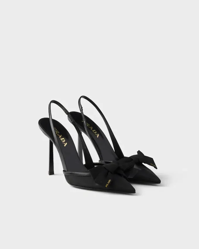 Zapatos de tacón con talón abierto de malla Zapatos de tacón con talón abierto de malla