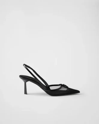 Zapatos de tacón con talón abierto de malla Zapatos de tacón con talón abierto de malla